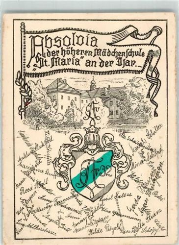 84130 W8312 Dingolfing Gebrauchsspuren Wappen Absolvia Höhere Mädchenschule St. Maria Studentika Ort lt. Recherche