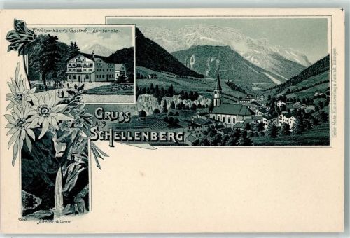 Marktschellenberg F. Weisenbäcks Gasthof Zur Forelle Almbachklamm Lithographie