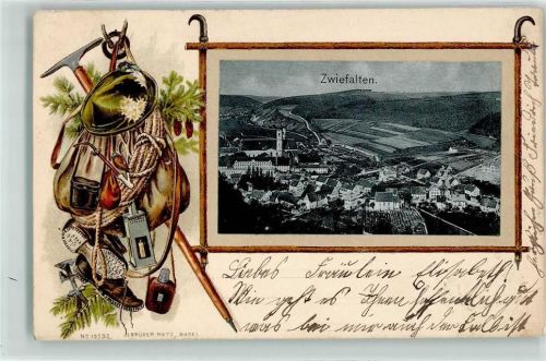 Zwiefalten 1904 Kirche Stock Hut Wandern Flasche Pfeife Ausrüstung