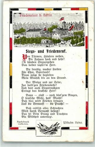 Zossen 1915 Siegs- und Friedensruf von Wilhelm Heine Ort handschriftlich