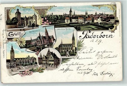 Paderborn 1897 Leo-Convict Rathaus Dom Gymnasium Herz-Jesu-Kirche