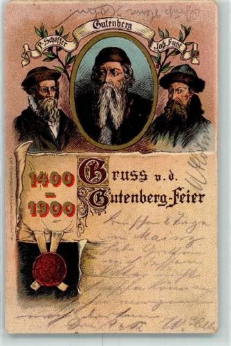 W6500 Mainz a Rhein 1400-1900 Gutenberg Feier AK Gutenberg 1900 Lithographie