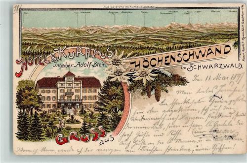 Höchenschwand 1897 Hotel Kurhaus Adolf Stein Gruss Alpen Schwarzwald