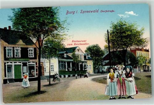Burg Dorfstraße Spreewälder-Trachten Fahrrad Gasthaus zum Reichsadler