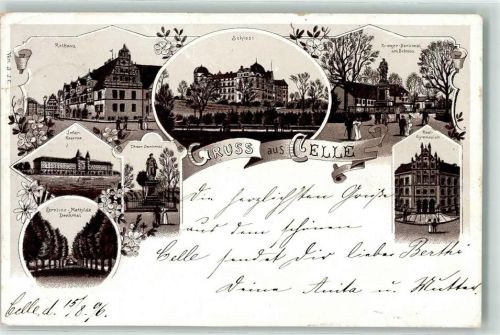 Celle 1896 Rathaus Schloss Kriegerdenkmal Real-Gymnasium Infant. Kaserne Thaer-Denkmal Caroline-Mathilde Denkmal