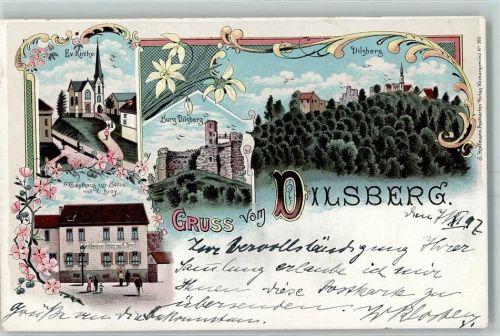 Dilsberg 1897 Ev. Kirche Burg Gasthaus Zur Sonne von K. Broy