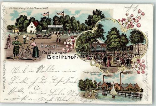Nikolassee 1900 Gasthaus Beelitzhof Fahrrad Garten Dampfer-Landestelle Wasserwerke