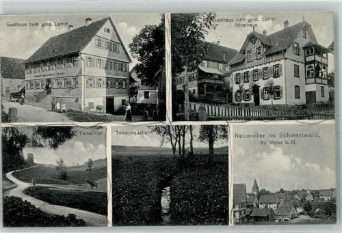 75385 W7266 Neuweiler , Kr Calw 1908 - Gasthaus Zum goldenen Lamm Privathaus Teinachtal Teinachquelle