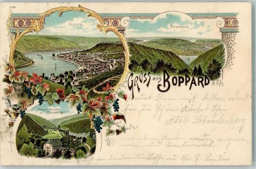 Boppard 1898 Vierseenplatz Pension Henzler Obermühltal
