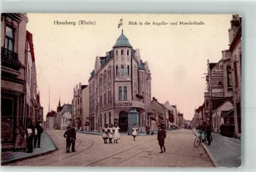 Homberg 1915 Blick in die Augusta- u. Moerserstraße Fahrrad Central Althof