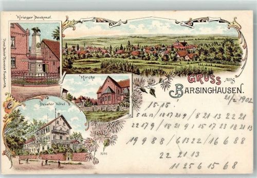 Barsinghausen 1902 Kriegerdenkmal Kirche Deister Hotel