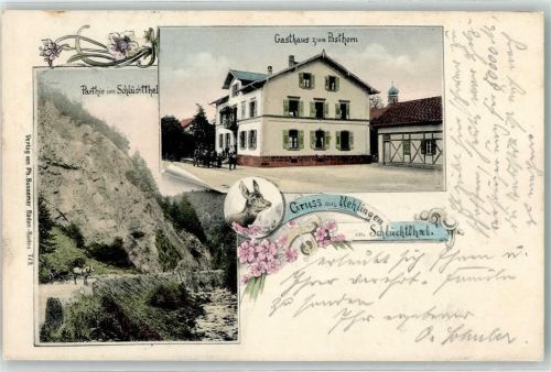 Ühlingen 1906 Schüchttal Wildbach Kutsche Rehkopf Gasthaus zum Posthorn