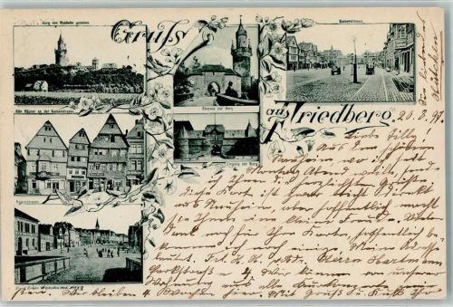 61169 W6360 Friedberg Hessen 1897 - Burg Alte Häuser an der Kaiserstraße