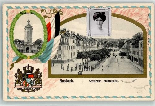 Ansbach Steinerne Promenade Gerrider Tor Frauenportrait Wappen