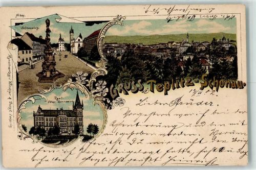 Teplice 1902 Schlossplatz Real- Ober-Gymnasium