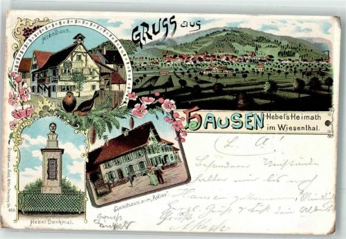 Hausen 1899 Hebelhaus Hebel-Denkmal Gasthaus Zum Adler