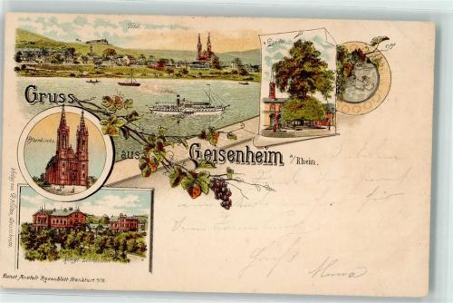 Geisenheim Linde Pfarrkirche Kgl. Lehranstalt Raddampfer Rheinschiffe