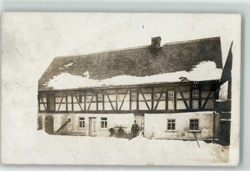 Pirna 1909 Fachwerkhaus Mann Kinder Winter Schnee Ort lt. Verlag