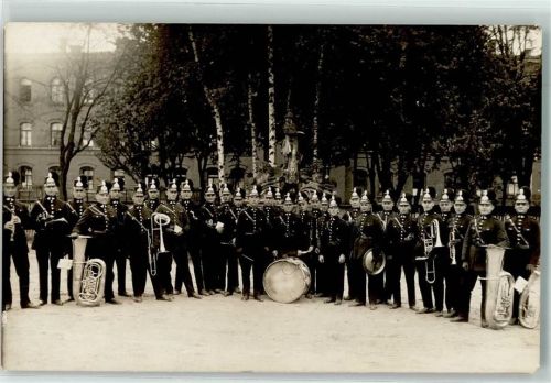 93047 W8400 Regensburg Privatfoto AK Chor der Schutzpolizei Tuba Trommel Ort handschriftlich