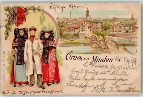 Minden 1899 Bahnpost Cöln Hannover Zug 202 1.4.99 Tracht