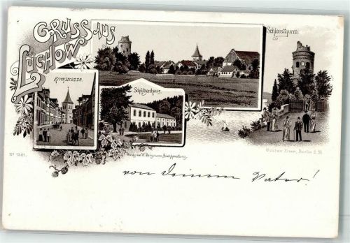 Lüchow Vorläufer Schloßturm Schützenhaus Kirchstraße Litho