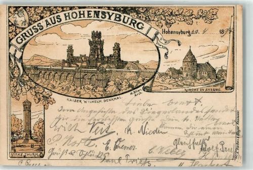 Hohensyburg 1897 Vorläufer Kaiser Wilhelm Denkmal Kirche Vincke Turm Wappen Pferd Gruss sign. H. Stier