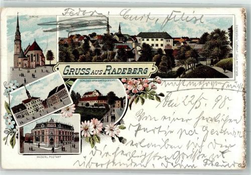 Radeberg 1898 Schloß jetzt Amtsgericht Rathaus Kaiserl. Postamt