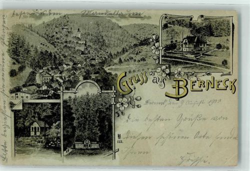 Bad Berneck 1902 Kirche Kapelle Blumen Gruss