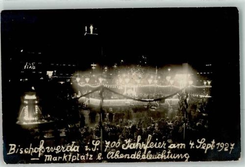 Bischofswerda 700 Jahrfeier Bischofswerda 1927 Marktplatz Nachtaufnahme