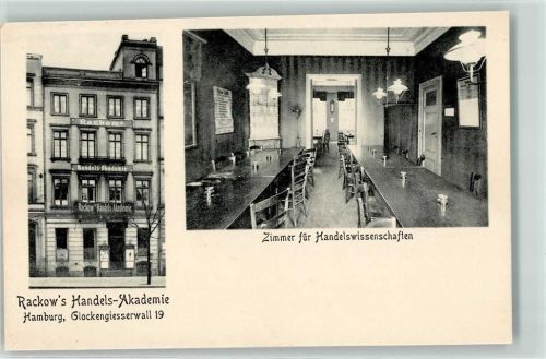 Hamburg Rackow`s Handels- Akademie Glockengiesserwall Zimmer für Handelswissenschaften