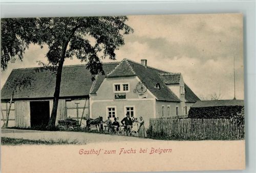 04874 O7293 Belgern b Torgau 1900 - Gasthof zum Fuchs, Fahrrad, gute Erhaltung AK