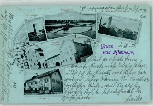 Hienheim 1901 Kloster Pfarrhaus Hadrian-Säule Forsthaus