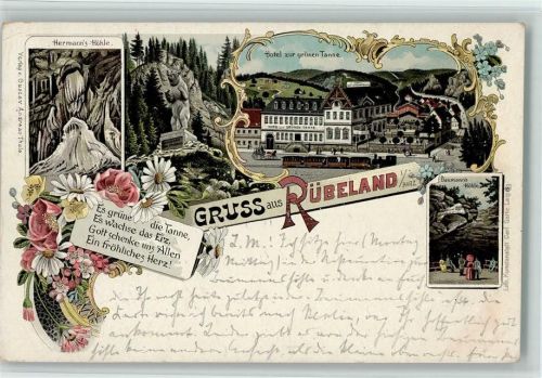 Rübeland 1905 Gruss aus - Hermannshöhle , Eisenbahn AK