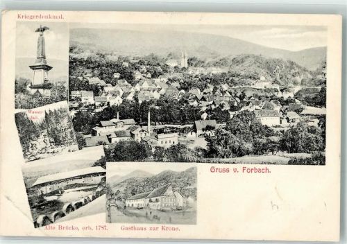 Forbach Wasserfall Alte Brücke Gasthaus zur Krone Kriegerdenkmal
