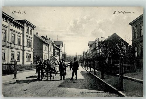 Ohrdruf 1908 Bahnhofstraße Pferdeholz-Fuhrwerk