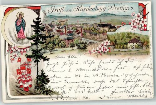 42549 W5620 Neviges 1896 Lithographie Hardenberg Prozession