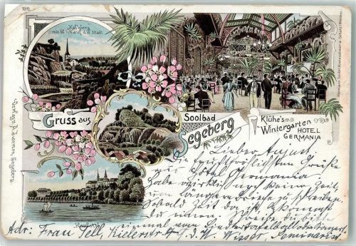Bad Segeberg 1897 Hotel Germania Wintergarten Kalkberg Litho