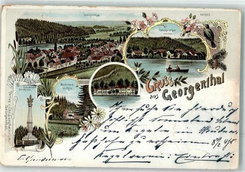 Georgenthal 1900 Kandelaber-Denkmal Rodebach-Mühle Schützenhof Singvogel