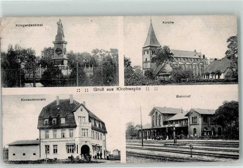 Kirchweyhe 1918 Kriegerdenkmal Kirche Konsumverein Bahnhof