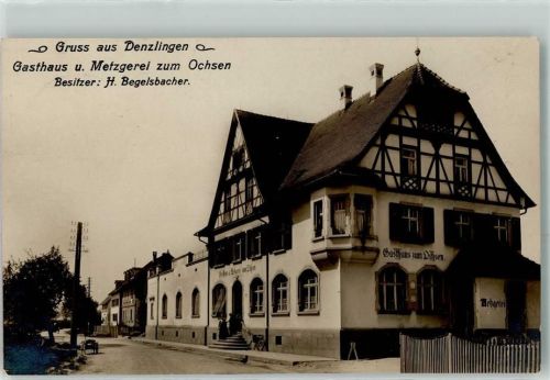 Denzlingen 1921 Gasthaus u. Metzgerei zum Ochsen Fahrrad