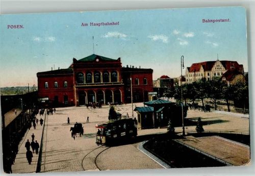 Posen 1916 Straßenbahn Postamt Hauptbahnhof Feldpost Wk I