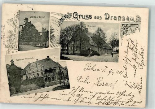Dransau 1901 Schloß Neuhaus Giekauer Kirche Dorfstraße