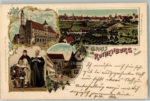 Rothenburg 1898 Rathaus Klinggasse Tilly Dominikaner