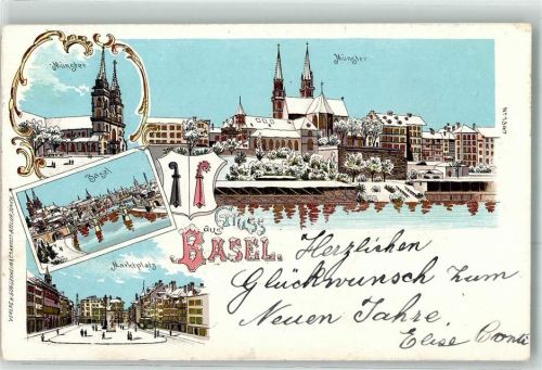 Basel 1899 Münster Marktplatz