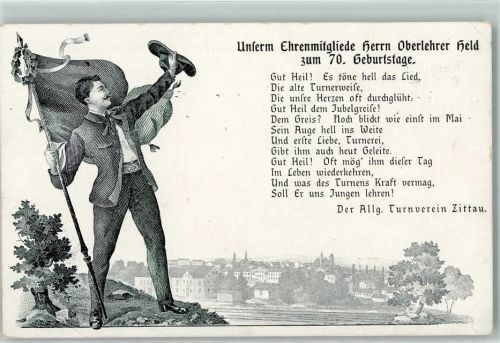 Zittau Unserem Ehrenmitgliede Herrn Oberlehrer Held zum 70. Geburtstag Gedicht Allg. Turnverein