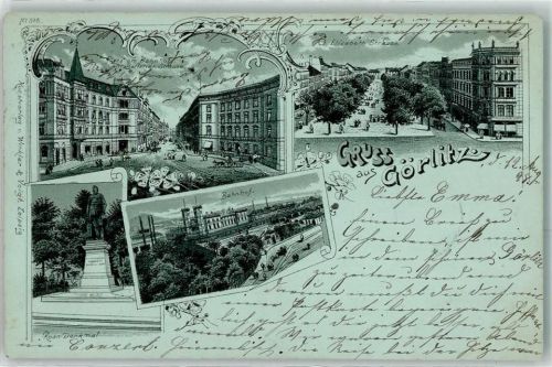 Görlitz 1898 Elisabeth Straße Bahnhof Roon Denkmal Platz am Bahnhof Berliner Straße