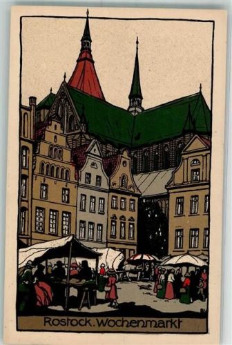 18055 O2500 Rostock Gebrauchsspuren Wochenmarkt Künstlersteindruck
