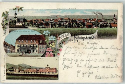 Königsbrück 1900 Hotel zum schwarzen Adler Artillerie-Kaserne