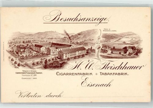 Eisenach Cigarren- und Tabakfabrik Fleischhauer Besuchsanzeige