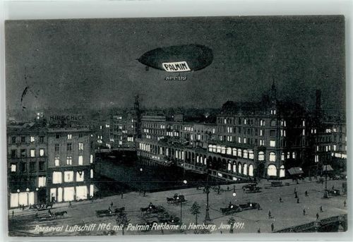 Hamburg Parseval Luftschiff Nr 6 Werbung Palmin Juni 1911